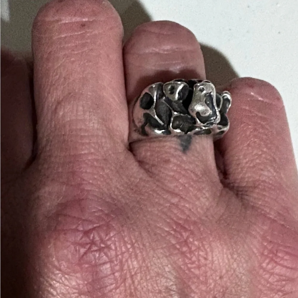 Brutalist Oxidized Silver 3D Abstract One of a Kind Ring size 8
